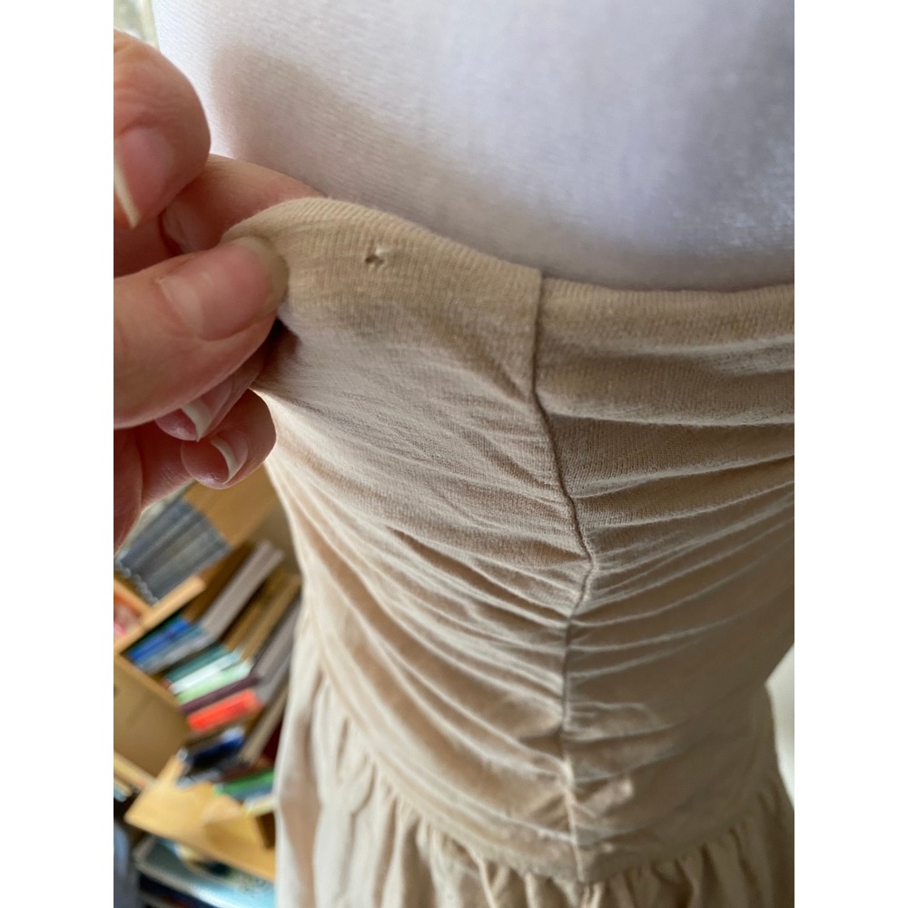 Aerie Strapless Ruffle Asymmetrical Tan Mini Dress Small Fairy Boho Cowgirl Fest - Picture 6 of 6